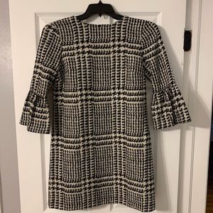 Women’s Zara 3/4 bell sleeve houndstooth mini dress
